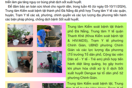 HOẠT ĐỘNG PHÒNG, CHỐNG BỆNH TRUYỀN NHIỄM (TUẦN 45 - NĂM 2024)