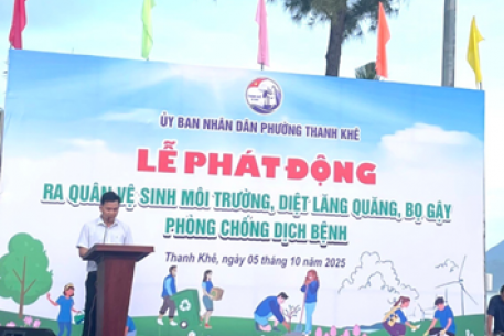 Thanh Khê phát động và ra quân vệ sinh môi trường, diệt lăng quăng, bọ gậy phòng, chống dịch sốt xuất huyết