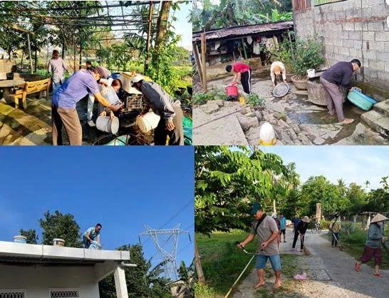 Hình ảnh dọn vệ sinh, diệt lăng quăng bọ gậy tại các thôn trên địa bàn các xã